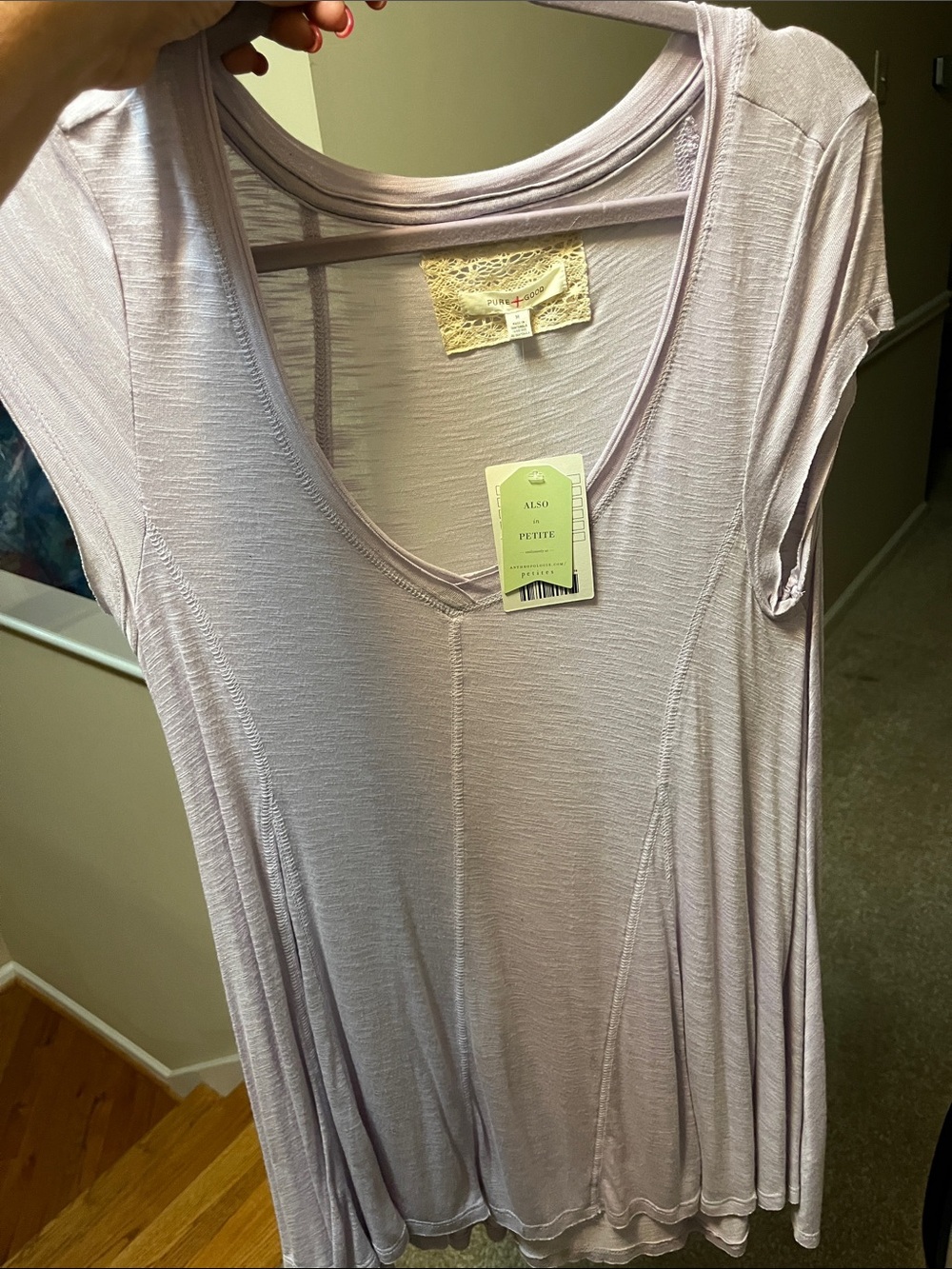 Anthropologie Pure + Good NWT lilac lightweight rayon minidress or tunic
